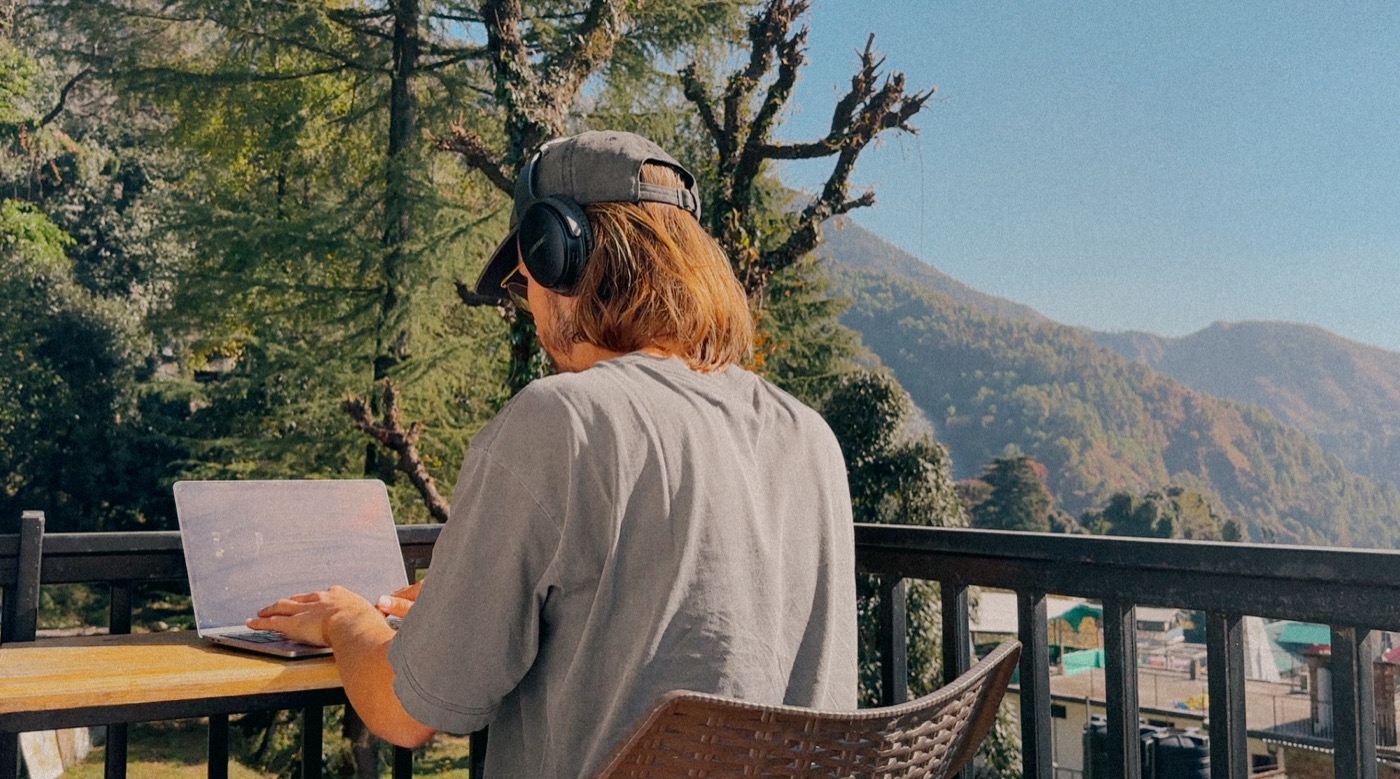 Nik writing in the mountains — the content-creation walkthrough